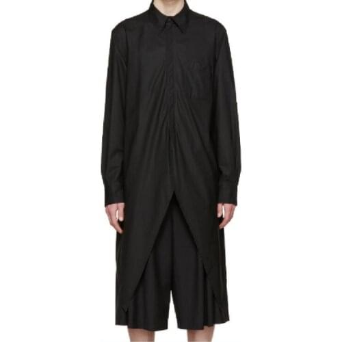 New Mens European Mid-length Long-sleeved Shirts Men Loose Fashion Mainstream Spring Autumn Personality Male Dress Streetwear