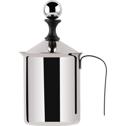 Hand Pump Manual Milk Frother Stainless Steel Creamer Double Mesh Coffee Milk Foam Frothing Froth Foamer Cup Marker Jug Stencils