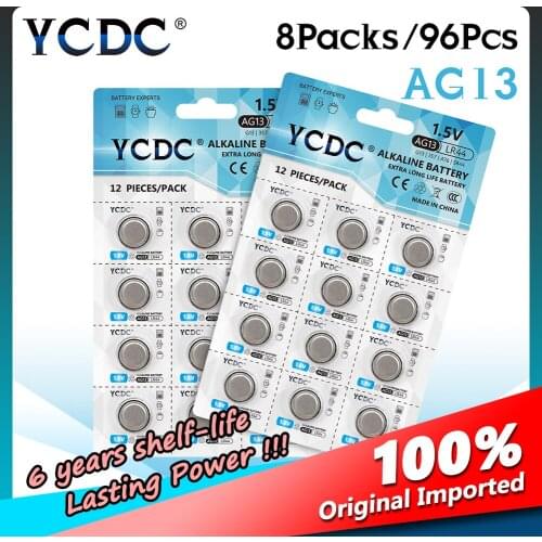 YCDC Original 96Pcs AG13 LR44 357A S76E G13 Button Coin Cells 1.5V Alkaline Batteries For Toys Watches Calculators LED Light