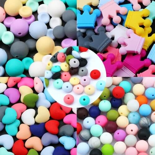 Silicone Beads Baby Teething Beads Teether Safe Food Grade Nursing Chewing Round Fashion Accessories DIY Jewelry Making Supplier