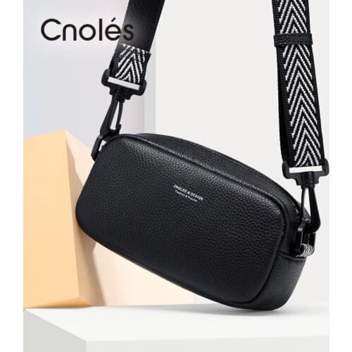 Cnoles Trend Crossbody Bags for Women Genuine Leather Shoulder Bag Designer Handbags and Purses Black Women Messenger Bag