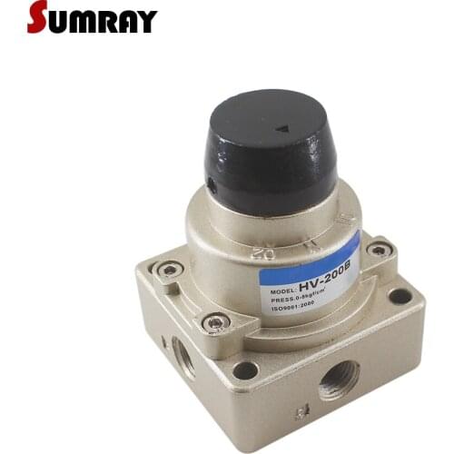 SUMRAY Pneumatic Air Hand Valve HV200B/HV200D 4 Way 3 Position Pneumatic Manual Valve Direct Acting Hand-Operated Valve