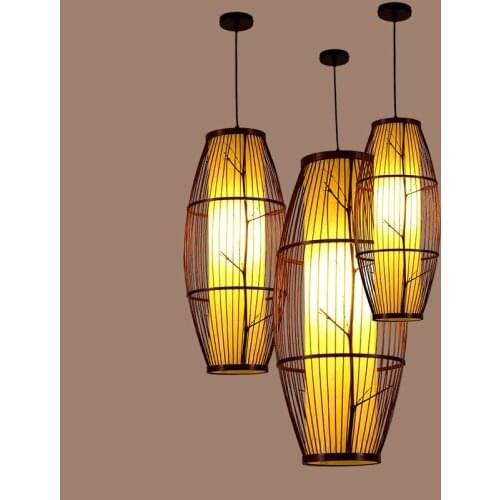 LED Pendant Lamps Bamboo Weaving Black Rustic pendant light Luminaire Hanging Lamp Restaurant Antique Simple home Lighting G054