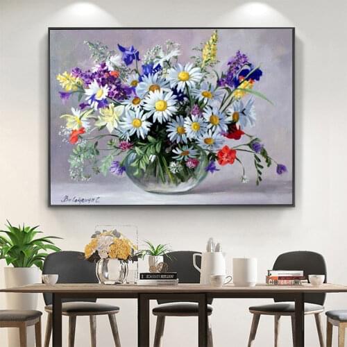 White chrysanthemum Printed Fabric 11CT Cross Stitch Embroidery Full Kit DMC Threads Knitting Handmade Design Home decoration