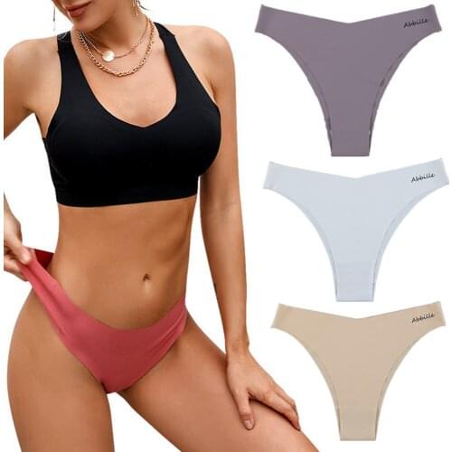 Sexy Womens Panties G-String Thong Underwear Seamless Panties Female Underpants Solid Color T-Back Pantys Intimates Lingerie