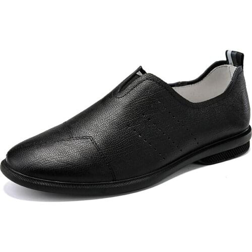 Summer Genuine Leather Men 2020 Casual Shoes Luxury Brand Mens Loafers Moccasins Breathable Slip on Black Driving Shoes