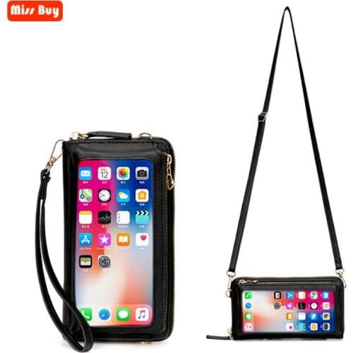 Universal Mini Touch Screen Leather Phone Pouch Bag For iPhone /samsung /xiaomi/huawei Case Wallet Multiple Card Slots Pocket