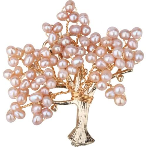 Yacq Womens Freshwater Pearl Tree of life Pin Brooch Handmade Jewelry Flexible Copper Wire Luxury Christmas Gifts for Mom Her