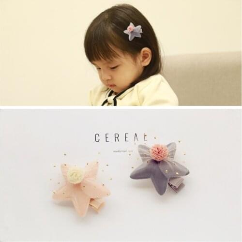 New Fashion Shiny Star Hair Clip Net Yarn Hairpin For Baby Girl Hair Accessories Kids Birthday Gifts