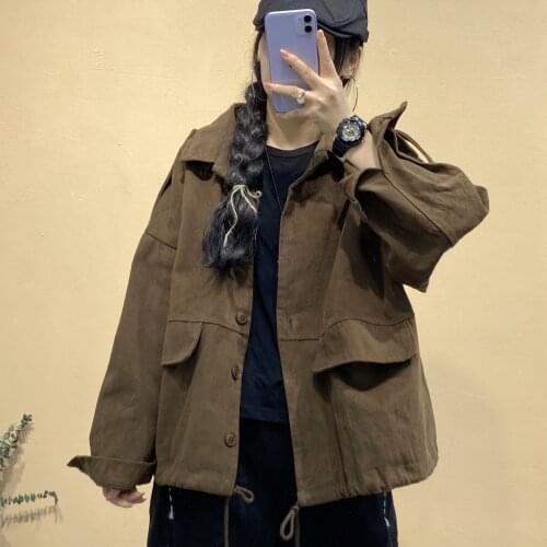 Women jackets Autumn Retro Casual Loose Tops Ladies 2021 New Coat Cardigan Button pocket Concise jackets Tops