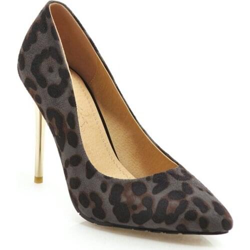 Big SizePointed leopard single shoes ladies high heels women shoes woman pumps