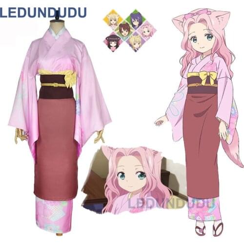 New Anime Konohana kitan Cosplay Costume Ren Cospaly Yukata Kimono Women Dress for Halloween