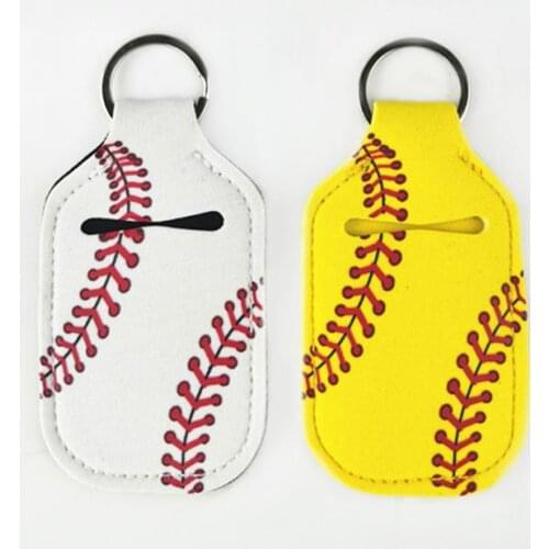 200pcs/lot Rectangle Softball And Baseball Printed Neoprene Chapstick Keychain Holder Party Holiday Gifts wholesale SN3324