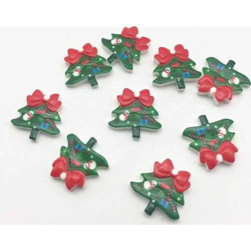 50pcs 20x19mm Resin Christmas Tree Cabochons Flatbacks Embellishments For Cardmaking Phone Decorations DIY Crafts