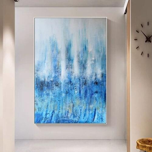 Abstract Modern Blue Colors Oil Painting Art Canvas Wall Art Picture Nordic Style Decorating Pictures Home Decor Canvas No Frame