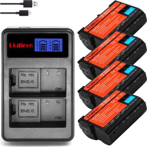 4X Batterie EN EL15 EN-EL15A ENEL15 EN-EL15 Battery pack for Nikon D500 D600 D610 D750 D7000 D7100 D7200 D800 D800E D810