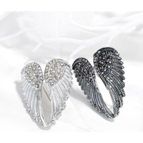 Brooch Angel Wings Guardian Pin Crystal Ladies Jewellery UK Rhinestone Diamante