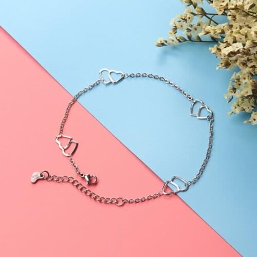 304 Stainless Steel Anklet Foot Chain Jewelry For Women Summer Beach Anklet Butterfly BarefootSilver Color 22.5cm 1 Piece