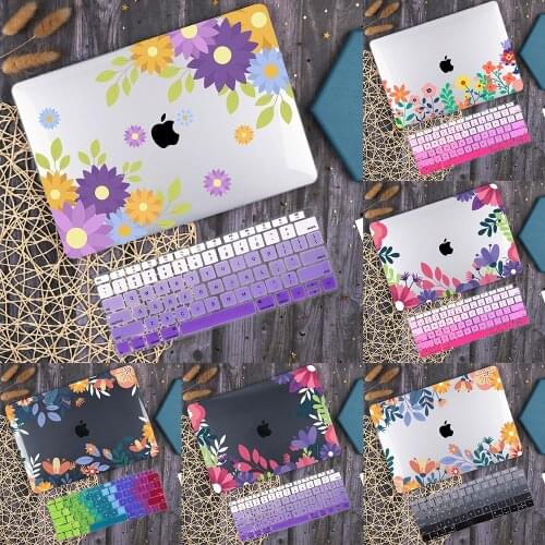Laptop Case For MacBook Air Pro Retina 11 12 13 15 16 inch 2020 A2337 A2179 A2338 Floral Plastic Hard shell Cover Keyboard Skin
