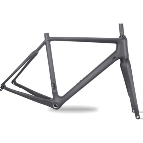 DENGFU 700x38C UD Matt Cyclocross Bike Frame Fork Thru Axle Disc Brake Flat Mount CX Bicycle Frameset 100X15mm 142X12mm