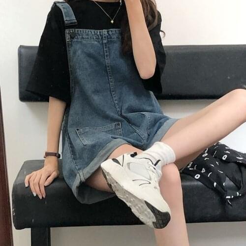 Women Korean Style Loose Denim Shorts In Summer Denim Overalls Women Denim Jeans Overalls Shorts Female Short Pants Jeans