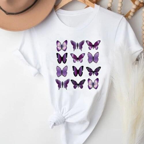T-shirts for Women Butterfly Cartoon 90s Spring Summer Printing Clothes Graphic Tshirt Top Lady Print Female Tee T-Shirt