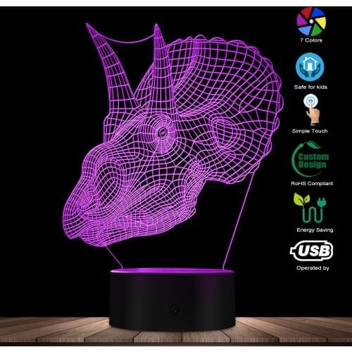 Gothic Dragon Skull 3D Optical Illusion Night Light Dragon Head LED Light Desk Lamp Goth Lighting Decoration Dragon Gift For Him