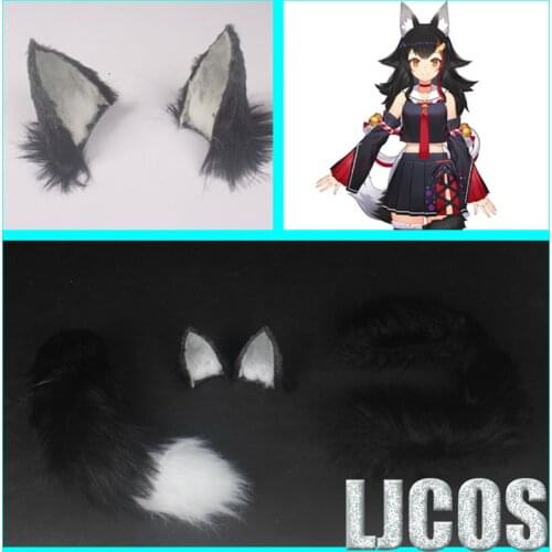 Hololive VTuber Ookami Mio Ears Tail Leg Furs Cosplay Accessory Prop Headwear Hair Pin Handmade