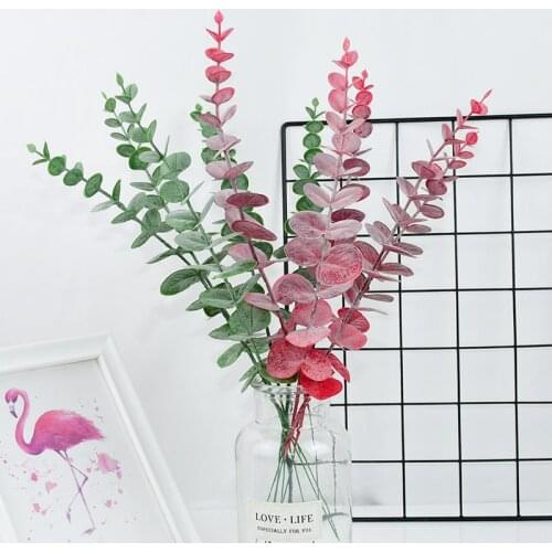 5Pcs Artificial Plant Eucalyptus Leaves Plastic Green Fake Eucalyptus Wedding Party Home Garden DIY Faux Fake Foliage Decoration
