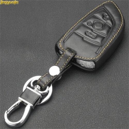 Jingyuqin Leather Car key Cover Case for BMW X1 X5 X6 F15 F16 F48 BMW 1 / 2 Series Car Remote Controller Key Bag Holder