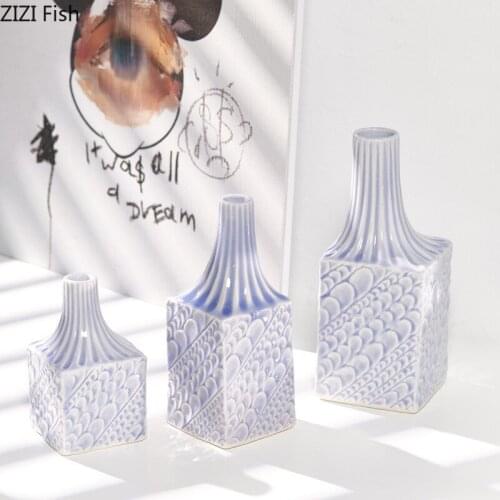 Creative Ceramics Vases of Flower Ice Cracked Texture Plant Pots Decorative Glazed Porcelain Flower Arrangement Home Decoration