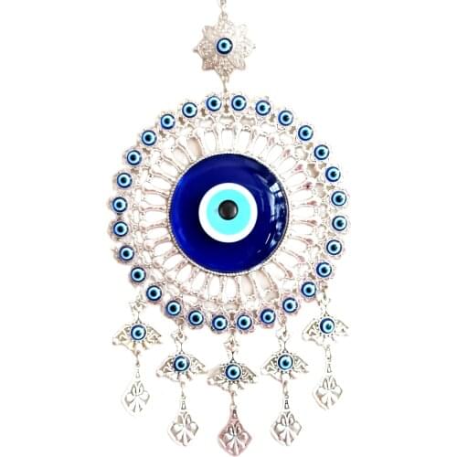 Round Nickel Zinc Plated Evil Eye Bead Wall Ornament