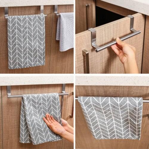 Kitchen Stainless Steel Towel Hanger Rack Bar Kitchen Cabinet Cling Film Rag Hanging Holder Organizer Roll Paper Holder Shelf