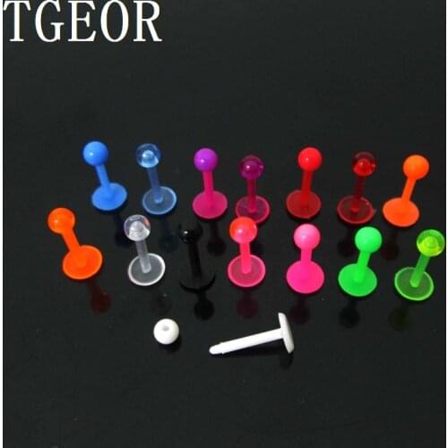 Hot wholesale 1.2*8*3mm mixed solid colors lip ring 100pcs UV acrylic labret piercing free shipping