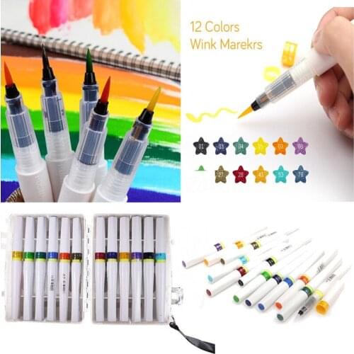 12/24 Colors Superior Glitter Wink of Stella Marker Brush Tip Sparkle Shine Art Pen Drawing Lettering Paint