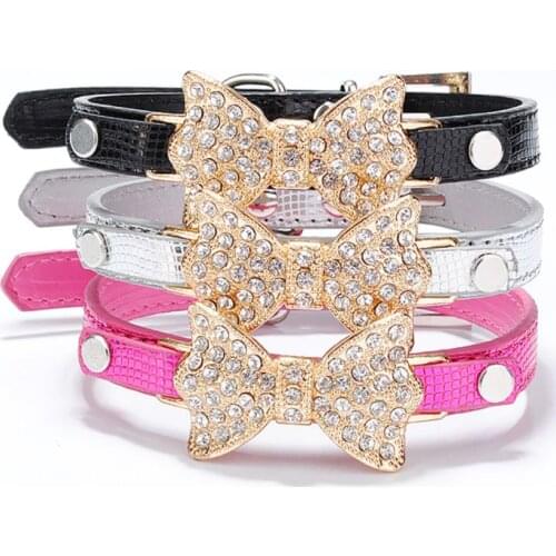 Pet Dog Cute Collar PU Leather Neck Collar Strap Durable Adjustable Dog Products With Pin Buckle For Puppy Collars Accessories