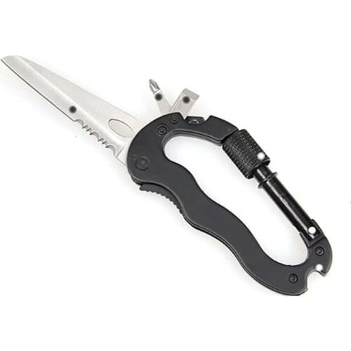 Multifunction 5 in 1 Outdoor Hiking Carabiner Quick Hanging Buckle Knife Saw Screwdriver Slotted Carabiner Climbing Accessories