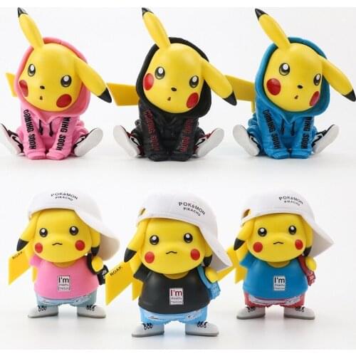 Pokemon Trend Camouflage Clothes Pikachu Toy Figures Dolls Different Series Cap Pikachu Anime Action Model Birthday Gift