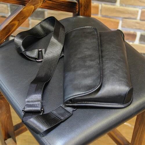 Mens High quality PU leather Chest bag Casual Fashion Small Shoulder Bag Personality Trend Small Messenger Bag