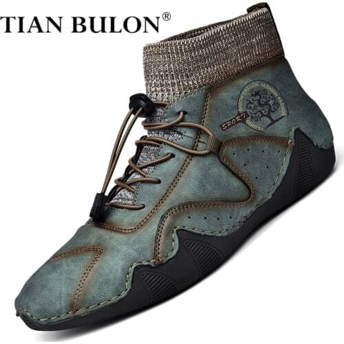 Winter Leather Men Boots Vintage Super Warm Snow Boots Men Winter Casual Shoes Sneakers Cowboy Western Ankle Boots Waterproof