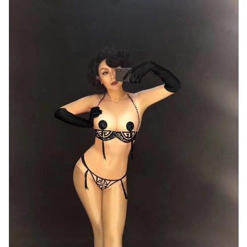 2020 Women New Rhinestone Sparkling Tassel Sexy Shining Bodysuit Party DJ Female Singer Clothing Bar DS Performance Outfit Stage