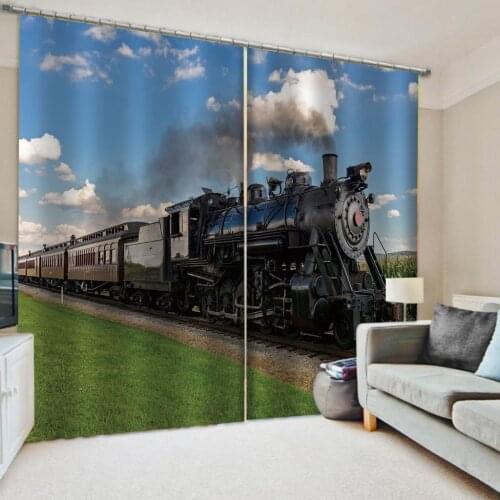 New 3D Curtain Retro Curtains For Living Room Bedroom Children Room Photo Printing Train 3D Cortinas