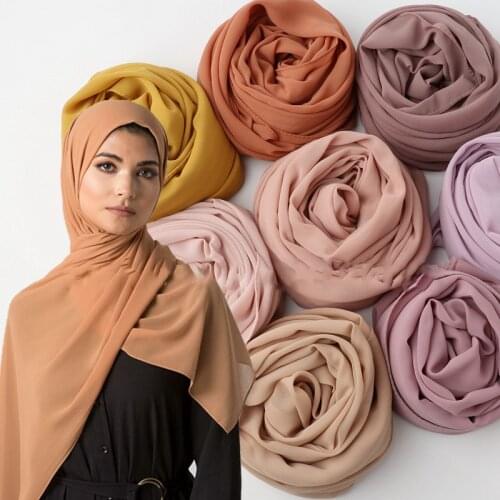 Spring new solid color bubble chiffon female wedding hijab, scarf, shawl and turbans