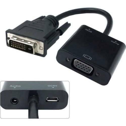The New DVI Input to VGA Output Video adapter with 3.5mm Audio & USB Power Port For Projector Monitor DV-040