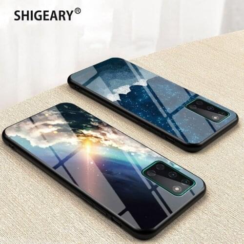 OnePlus 8 8T 1+ 8T Case Fashion Colored Starry Sky Hard Tempered Glass Back Cover with Soft Edges for One Plus 8 T 1 + 8 Pro
