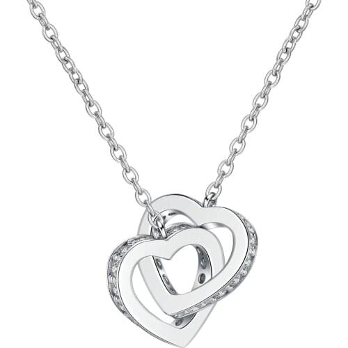 925 Sterling Silver Diamond Necklace Passed Diamond Test Perfect Cut Moissanite Heart-to-heart Pendant Fashion Diamond Necklace