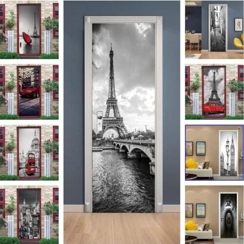 Gray Series Door Stickers Wallpaper Self Adhesive Waterproof Tower Car Poster Home Design Art Wall Decal For Living Room Bedroom