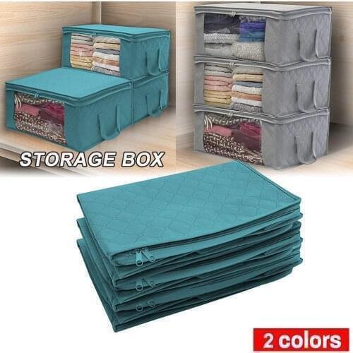 Non Woven Fabric Folding Storage Box Bag Clear Window Cloth Organizer Basket Clear Window Organizer Knob 2