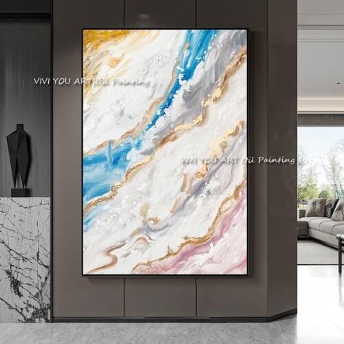 The Special Offer Colorful Cloud Water Flow Pink Oil Paintings On Canvas Blue Wall Art New Pictures For Home Living Room Decor