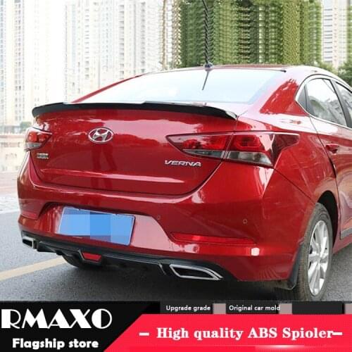 For Hyundai Verna Spoiler 2016-2018 Hyundai Verna High Quality ABS Material Car Rear Wing Primer Color Rear Spoiler